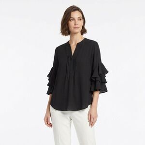 Vince Camuto Black Tiered Ruffle Sleeve Blouse - Size M